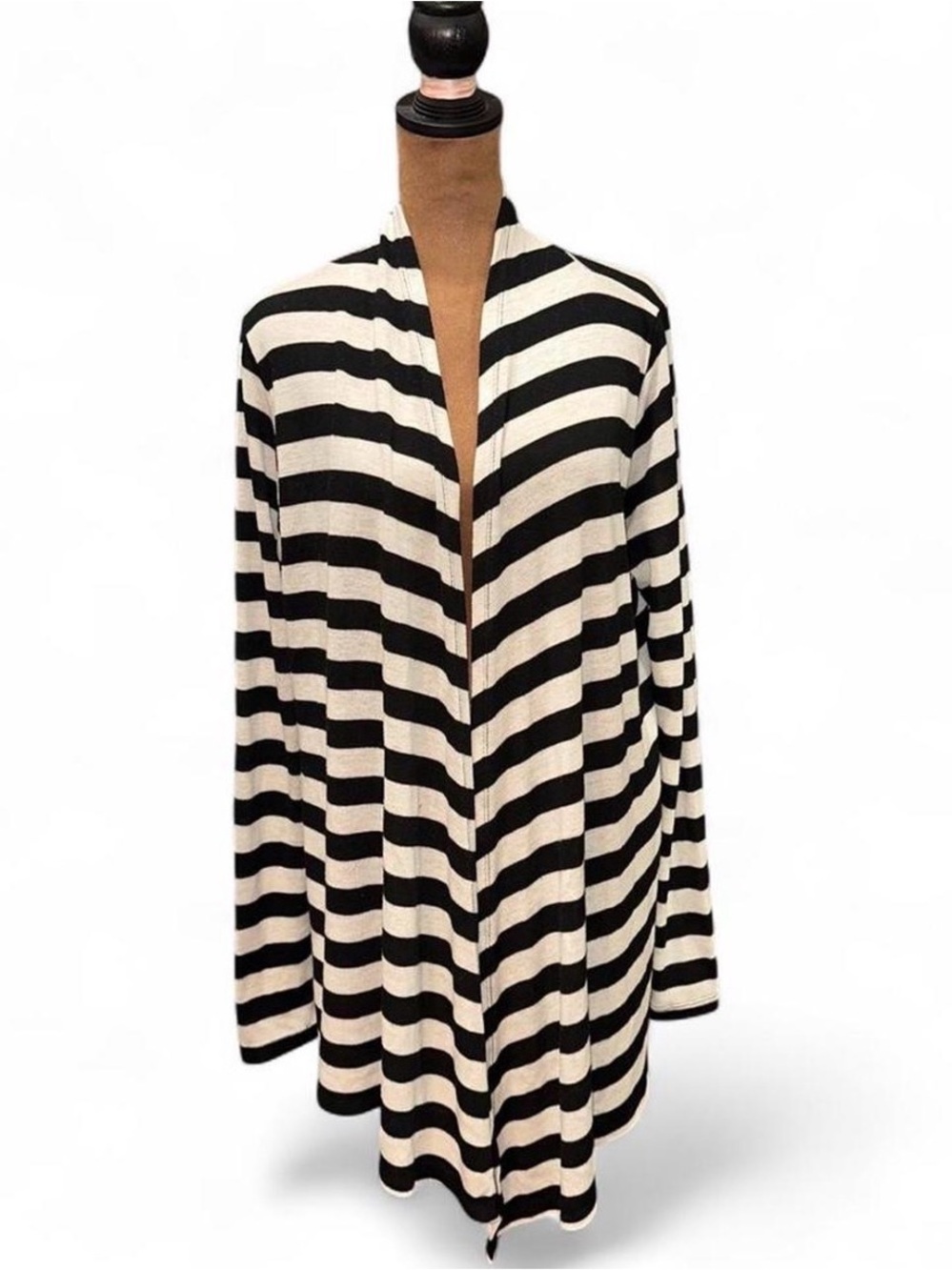 Black & Cream Striped Open Cardigan Twee Tweemo Grunge Goth Emo